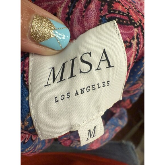 MISA Los Angeles Pippa Floral Tiered Maxi Dress Open Back Night Blooms M $375 - Picture 10 of 10